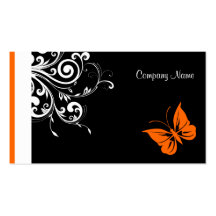 Flourish anaranjado de la mariposa plantilla de tarjeta personal