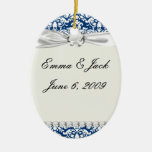 flourish azul marino y blanco del damasco ornamentos para reyes magos