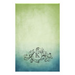 Flourish bohemio verde y azul rústico papeleria