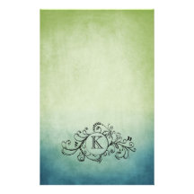 Flourish bohemio verde y azul rústico papeleria