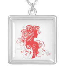 Flourish-Collar rojo hermoso de la mujer