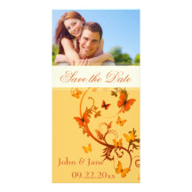 Flourish de la mariposa/foto "reserva la fecha " tarjetas fotograficas personalizadas