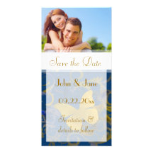 Flourish de la mariposa/foto "reserva la fecha " tarjeta con foto personalizada