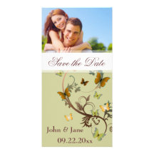 Flourish de la mariposa/foto "reserva la fecha " tarjetas fotograficas 