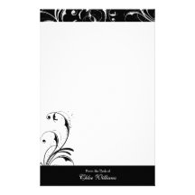 Flourish elegante blanco y negro papelería de diseño
