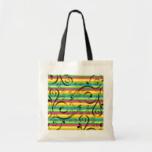 Flourish multicolor de la raya bolsa lienzo