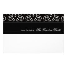 Flourish negro y blanco elegante personalizado papeleria de diseño