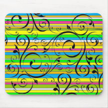 Floursh rayado multicolor tapete de raton