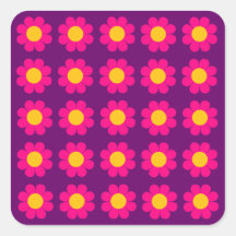 Flower power adaptable pegatina cuadradas personalizada