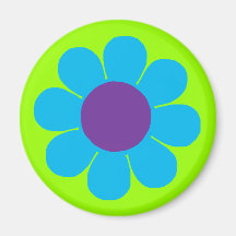 Flower power azul imán de frigorífico