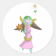flower power etiqueta redonda
