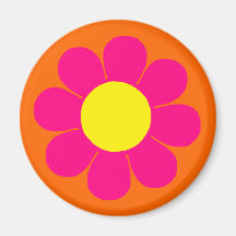 Flower power rosado iman de nevera