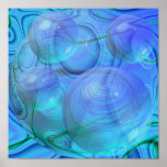 Flujo interno VI - aguamarina y galaxia azul Poster