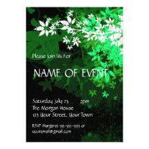 Foilage verde y blanco elegante adaptable invitaciones personalizada