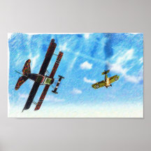 Fokker D. VII contra el camello de Sopwith Poster