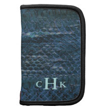 Folio azul de la piel de serpiente organizador