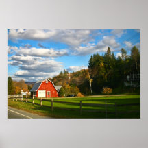 follaje de otoño del granero de Vermont New Hampsh Poster