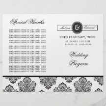 Folleto moderno del programa del boda del monogram flyer a todo color
