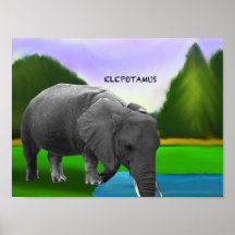 Fondo ajardinado con un elepotamus poster