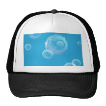 Fondo azul de la burbuja gorro de camionero
