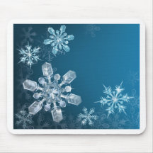 Fondo azul del copo de nieve del navidad tapetes de raton