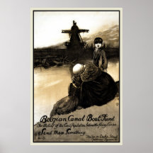 Fondo belga restaurado del barco de canal posters