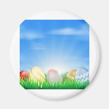 Fondo brillante de los huevos de Pascua Imán De Frigorifico