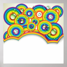 Fondo con descensos del agua sobre el arco iris poster