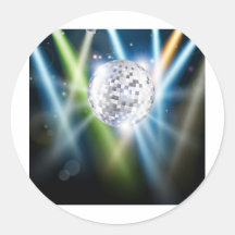 Fondo de la bola de espejo del disco etiquetas redondas