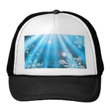 Fondo de los copos de nieve del navidad gorro de camionero