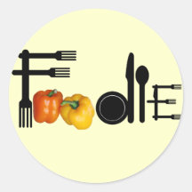 Foodie para el fondo ligero etiqueta redonda
