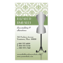 Forma verde del vestido de la moda del damasco plantilla de tarjeta personal