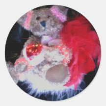 foto 9331 del oso de peluche de la tarjeta del día pegatinas redondas