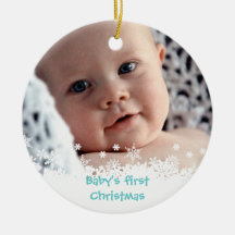 Foto azul del personalizado del niño del pan de je adorno de navidad