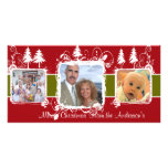 Foto de familia roja y blanca del día de fiesta de tarjetas personales