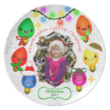 Foto de la abuela y placa de encargo del navidad d platos de comidas