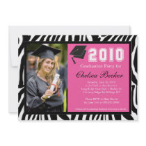 Foto de la raya de la cebra de la fiesta de gradua invitaciones