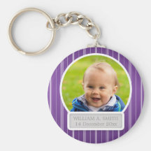 Foto del bebé con las rayas elegantes conocidas pú llavero personalizado