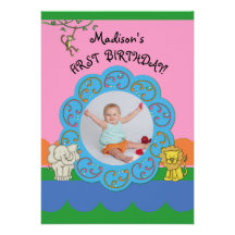 Foto del cumpleaños del chica de Funnies del parqu Invitación Personalizada