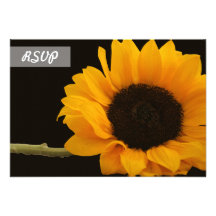 Foto del girasol de RSVP en tarjetas negras Comunicado Personalizado