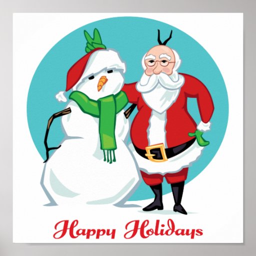 Foto del muñeco de nieve de Santa Posters