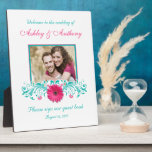 Foto floral del boda del Gerbera de la turquesa ro Placa De Madera