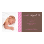 Foto floral dulce de la invitación del nacimiento  tarjeta fotográfica personalizada