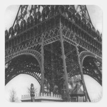 Foto from 1800 del vintage de la torre de Eifel Calcomanías Cuadradass Personalizadas