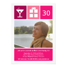 Foto fucsia de la rejilla del icono del cumpleaños anuncios  