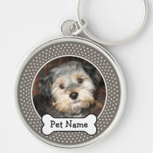 Foto personalizada del mascota con el hueso de per llaveros personalizados
