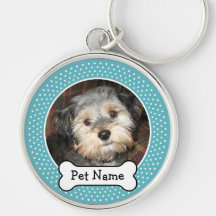 Foto personalizada del mascota con el hueso de per llavero