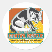 Fox animal del rescate pegatinas redondas