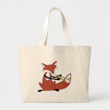 Fox que toca la trompeta bolsas lienzo