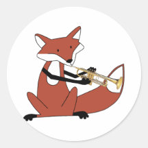 Fox que toca la trompeta pegatinas  